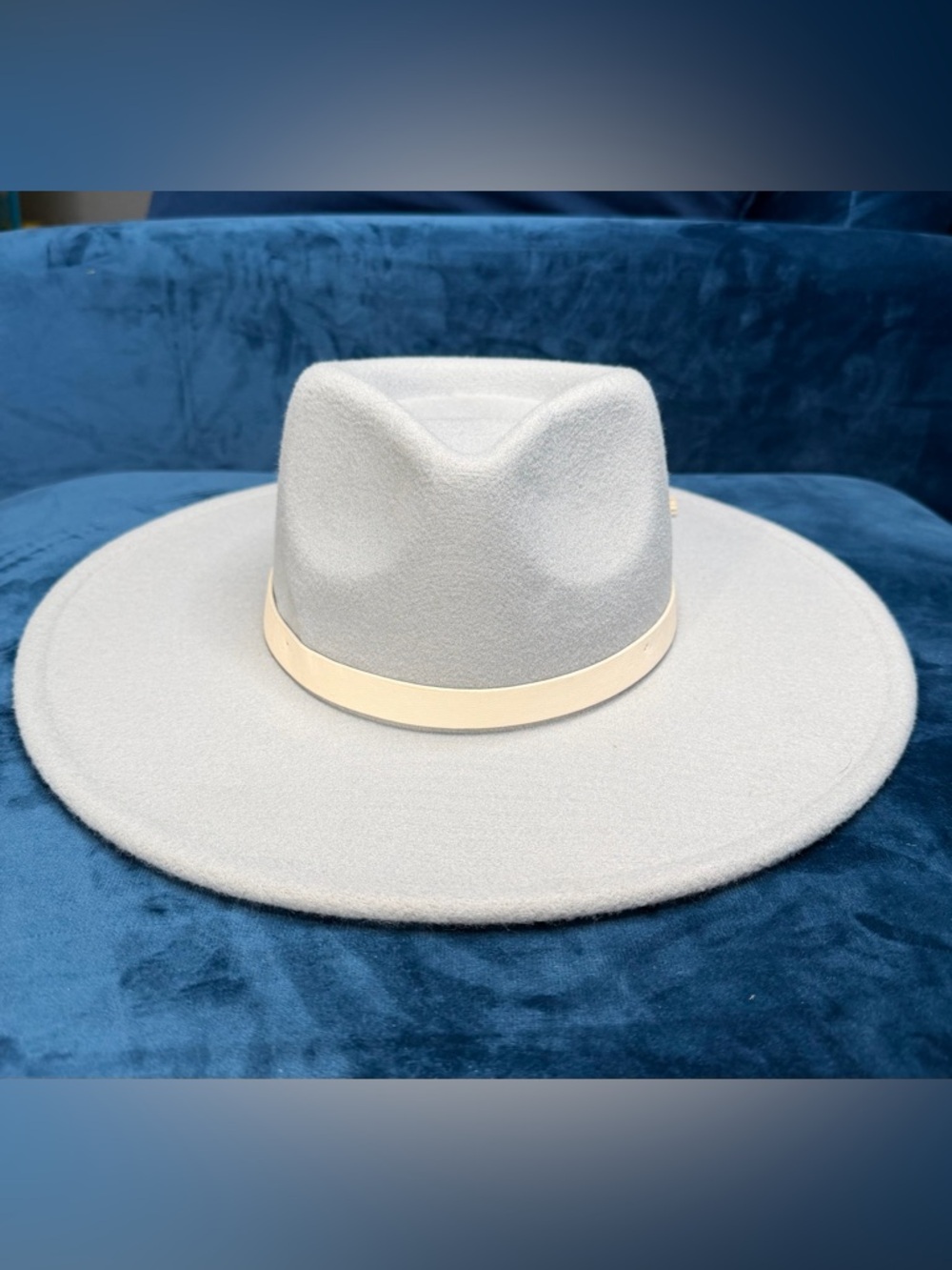 Altar'd State Light Gray Wool Fedora with Cream Band